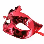 Kırmızı Renk Kostüm Partisi Ekstra Parlak Balo Maskesi 15x10 cm-2