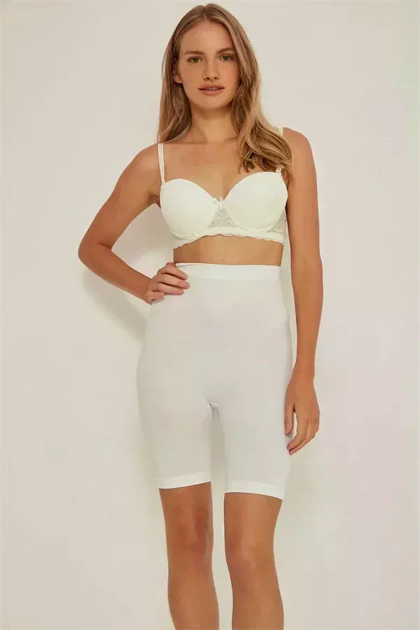 Beyaz MI 3005 Soft Uzun Paçalı Boxer Korse