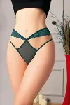 Yeşil Dantelli İp Detaylı String Tanga-1
