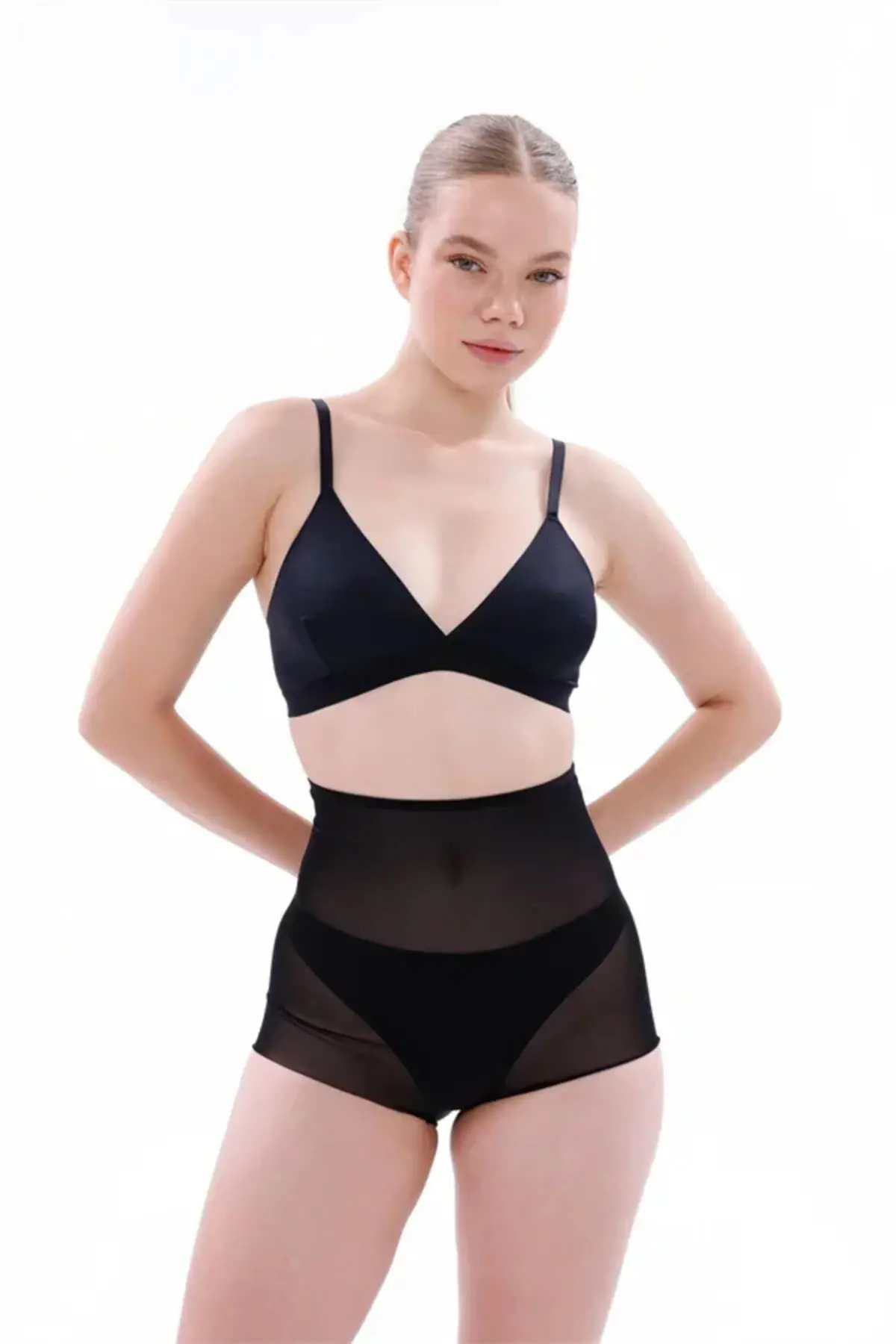 Siyah MI 2706 Lazer Tül Toparlayıcı Slip Hayalet Külot Korse