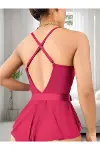 Fuşya Dantel İşlemeli Kurdelalı Tül Babydoll-2
