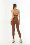 Kahve MI 3921 Soft Seamless Ripli Tayt Yoga Takımı-2
