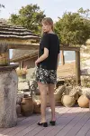 Arias Closet Çiçek ve Yaprak Desenli V Yaka Alt Üst Takım-5