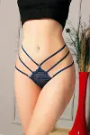 Lacivert Yanları İp Detaylı Tanga String-2