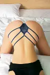 Lacivert Yanları İp Detaylı Tanga String-3