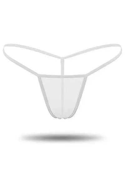 Beyaz Transparan Tül String Tanga TM0368 Külot
