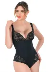 Siyah MI 2947 Dantelli Agraflı Body Korse-1