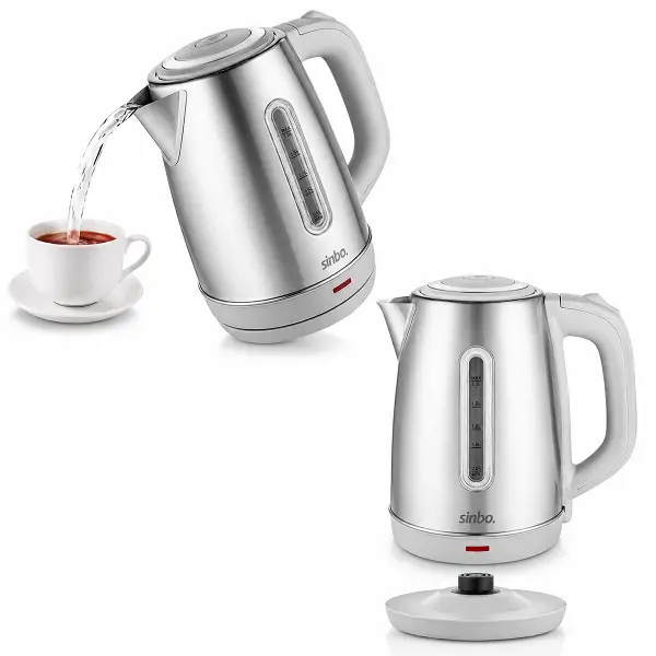 İNOKS ÇELİK KETTLE SU ISITICISI KABLOSUZ KULLANIM 1.8LT 360° DÖNEBİLME OTOMATİK KAPANMA SK-8031 (4745)