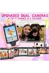 Çocuklar İçin Eğitici Telefon Dokunmatik Ekran Çift Kameralı Fenerli Müzik Çalar Oyun Video Pembe-2
