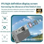 Dijital Kamera 4K HD 48MP 8X Zoom Flaşlı Kayar Retro Video Kamera 2.4’’ Ekran 64GB SD Kart Hediyeli Gümüş-3
