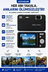 Dijital Kamera 4K HD 48MP 8X Zoom Flaşlı Kayar Retro Video Kamera 2.4’’ Ekran 64GB SD Kart Hediyeli Siyah-2