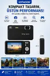 Dijital Kamera 4K HD 48MP 8X Zoom Flaşlı Kayar Retro Video Kamera 2.4’’ Ekran 64GB SD Kart Hediyeli Siyah-3