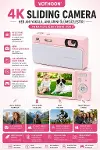 Dijital Kamera 4K HD 48MP 8X Zoom Flaşlı Kayar Retro Video Kamera 2.4’’ Ekran 64GB SD Kart Hediyeli Pembe-1