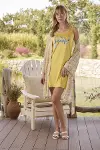 Çiçek ve Yaprak Desenli ve Baskılı You Are Beautiful Sabahlık Takımı-2