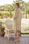 Çiçek ve Yaprak Desenli ve Baskılı You Are Beautiful Sabahlık Takımı-5