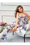 Özel Tasarım Büyük Beden Çiçek Desenli Fırfırlı 2'li Pijama Takımı-1
