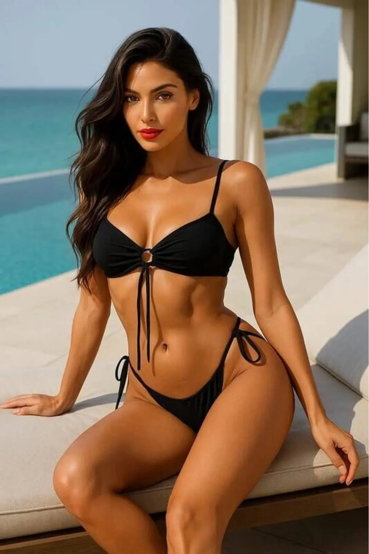 Siyah Bağcıklı Bikini Takımı V5100