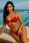 Siyah Bağcıklı Bikini Takımı V5100-2