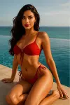 Siyah Bağcıklı Bikini Takımı V5100-3