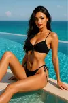 Siyah Bağcıklı Bikini Takımı V5100-8