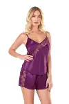Mor Saten Babydoll Şort Takımı-2