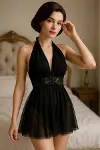 Dantel Detaylı Transparan Babydoll V2403-3