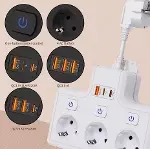 Termal Akım Korumalı 3’lü Duvar Tipi Priz 1x USB 2x Type-C Çıkışlı Grup Priz Çoğaltıcı (3500W)-3