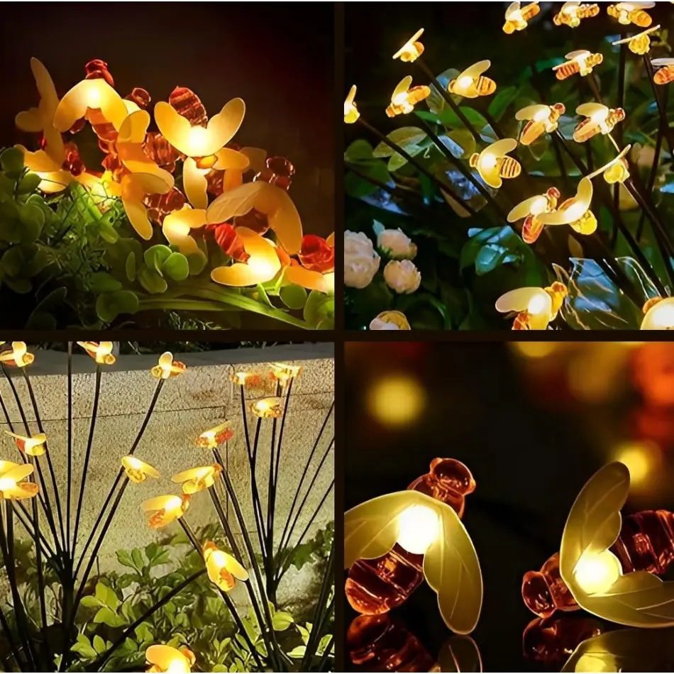 8 LED'li Bal Arısı Solar Bahçe Aydınlatması (2'li Paket) - Doğa Dostu ve Dekoratif Dış Mekan Işığı