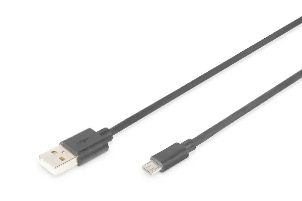 AK-300110-010-S USB 2.0 Bağlantı Kablo, USB A Erkek <> Mikro USB B Erkek, 1 metre, AWG 28, UL, siyah renk