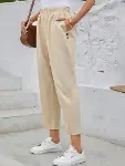 Kadın Yüksek Bel Yandan Cepli Düğme Detaylı Geniş Kesim Ithal Krep Pantolon-4