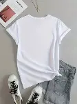 Kadın Kısa Kollu Palmiye Baskılı Viskon T-shirt-4