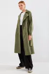5853 Kruvaze Yaka Trençkot - Haki-2