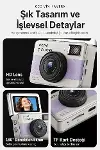 Retro Mini Dijital Kamera 1080P 1.47 İnç Flip Ekranlı Flaşlı Selfie Vlog Kamerası 4GB SD Hediyeli Siyah-2