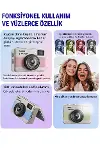 Retro Mini Dijital Kamera 1080P 1.47 İnç Flip Ekranlı Flaşlı Selfie Vlog Kamerası 4GB SD Hediyeli Siyah-3
