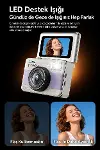 Retro Mini Dijital Kamera 1080P 1.47 İnç Flip Ekranlı Flaşlı Selfie Vlog Kamerası 4GB SD Hediyeli Siyah-5