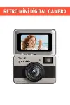 Retro Mini Dijital Kamera 1080P 1.47 İnç Flip Ekranlı Flaşlı Selfie Vlog Kamerası 4GB SD Hediyeli Siyah-6