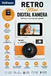 Retro Mini Dijital Kamera 1080P 1.47 İnç Flip Ekranlı Flaşlı Selfie Vlog Kamerası 4GB SD Hediyeli Turuncu-1