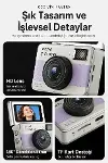 Retro Mini Dijital Kamera 1080P 1.47 İnç Flip Ekranlı Flaşlı Selfie Vlog Kamerası 4GB SD Hediyeli Mor-2