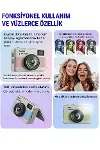 Retro Mini Dijital Kamera 1080P 1.47 İnç Flip Ekranlı Flaşlı Selfie Vlog Kamerası 4GB SD Hediyeli Mor-3