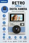 Retro Mini Dijital Kamera 1080P 1.47 İnç Flip Ekranlı Flaşlı Selfie Vlog Kamerası 4GB SD Hediyeli Mavi-1