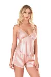 Koyu Pudra Saten Babydoll Şort Takımı-2