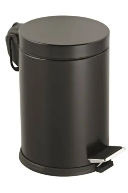 3LT SİYAH PEDALLI METAL ÇÖP KOVASI (4745)