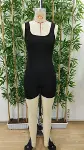 Kadın Kare Yaka Sırt Dekolte Detay Dalgıç Bodycon Mini Tulum-5