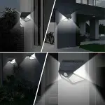 100 Ledli 3 Farklı Aydınlatma Ayarlı Solar Güneş Enerjili Hareket Sensörlü Bahçe Duvar Lambası (4745)-5