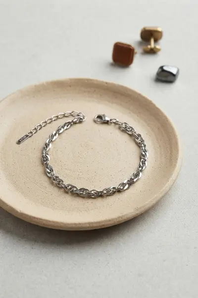 316L Çelik Gümüş Renk Scroll Zincir Model Erkek Bileklik TJ-EB3832