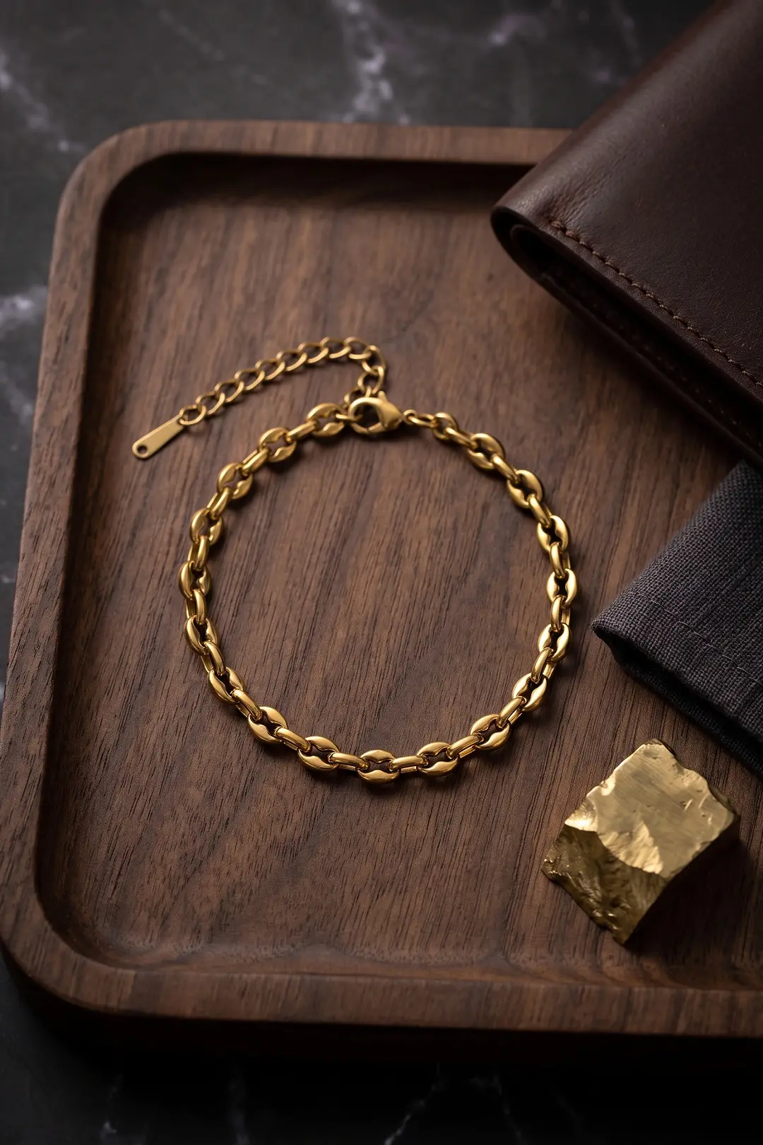 316L Çelik Gold Renk Rolo Zincir Model Erkek Bileklik TJ-EB3839