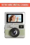 Retro Mini Dijital Kamera 1080P 1.47 İnç Flip Ekranlı Flaşlı Selfie Vlog Kamerası 4GB SD Hediyeli Yeşil-6