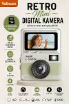 Retro Mini Dijital Kamera 1080P 1.47 İnç Flip Ekranlı Flaşlı Selfie Vlog Kamerası 4GB SD Hediyeli Yeşil-1