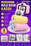 13’lü Mini Yazıcı Termal Rulo Seti Çocuk Kamera Baskı Kağıdı 5 Yapışkanlı 5 Düz Beyaz 3 Renkli-4