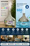 Gümüş Vazo Model RGB Işıklı Hava Nemlendirici &amp; Aromaterapi Difüzör – 550 ml Kumandalı-6